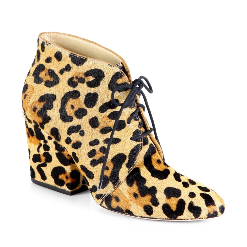 Kate Spade Pony Hair leopard Lace up Booties
